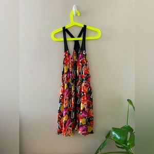 silence + noise. size Medium. Vibrant pink, red, and black collage dress.